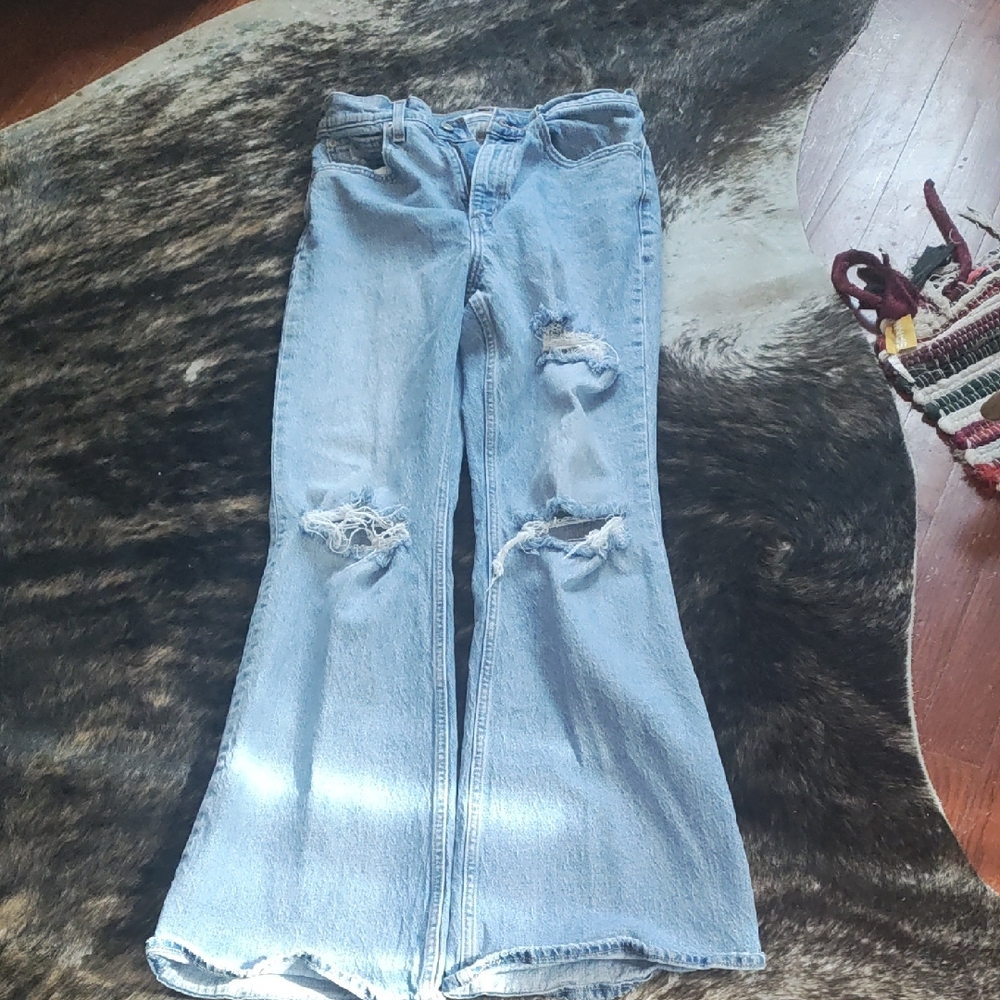 Levi's Denim Flare Jeans with Distressed Details